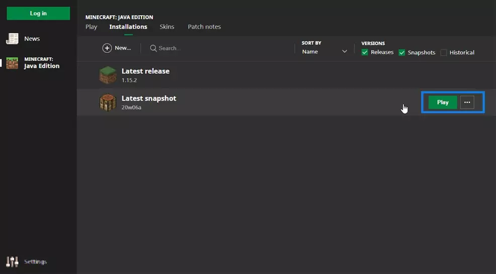 Minecraft - how to play snapshots