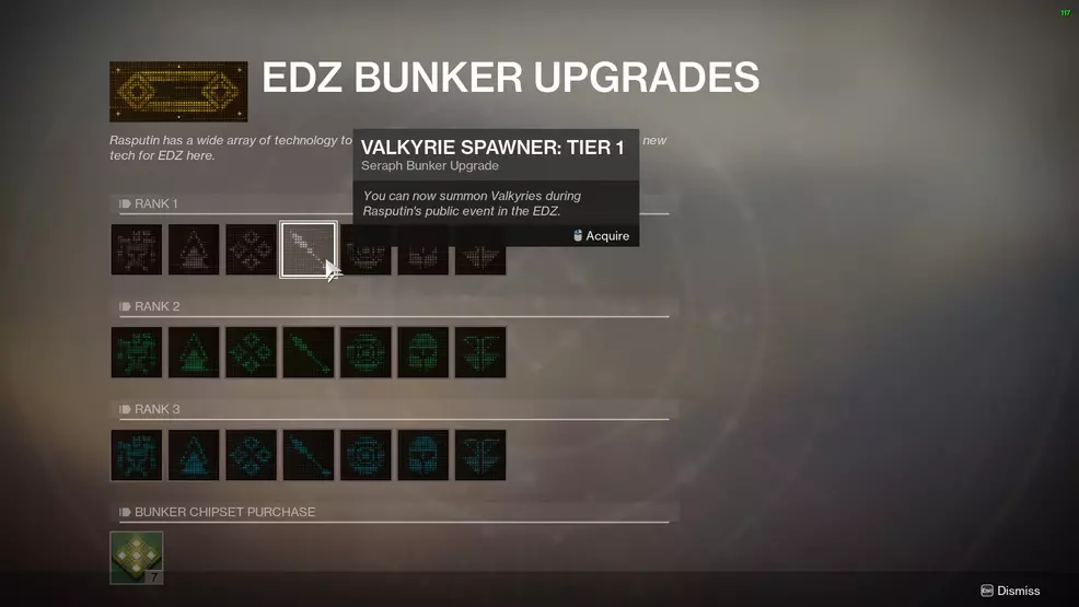 Destiny 2 Purchase Bunker Upgrade