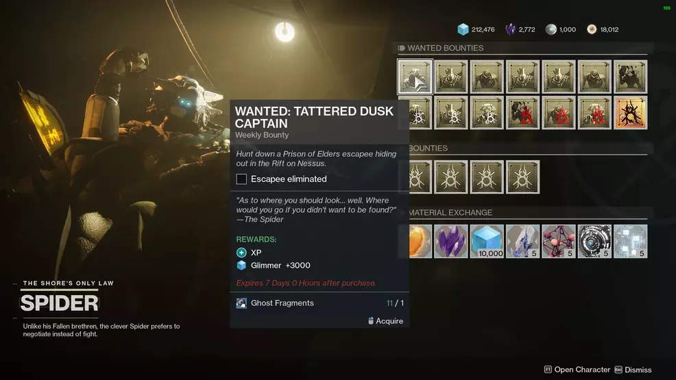 destiny 2 tattered dusk captain bounty