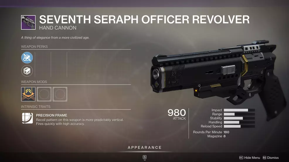 Seventh Seraph Officer Revolver God Roll Destiny 2