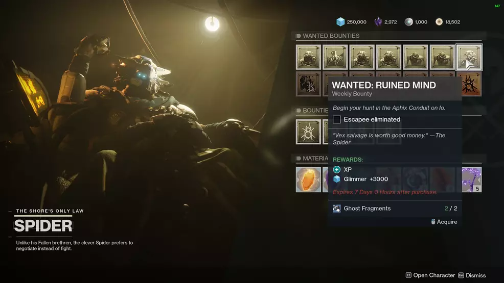 destiny 2 spider wanted ruined mind