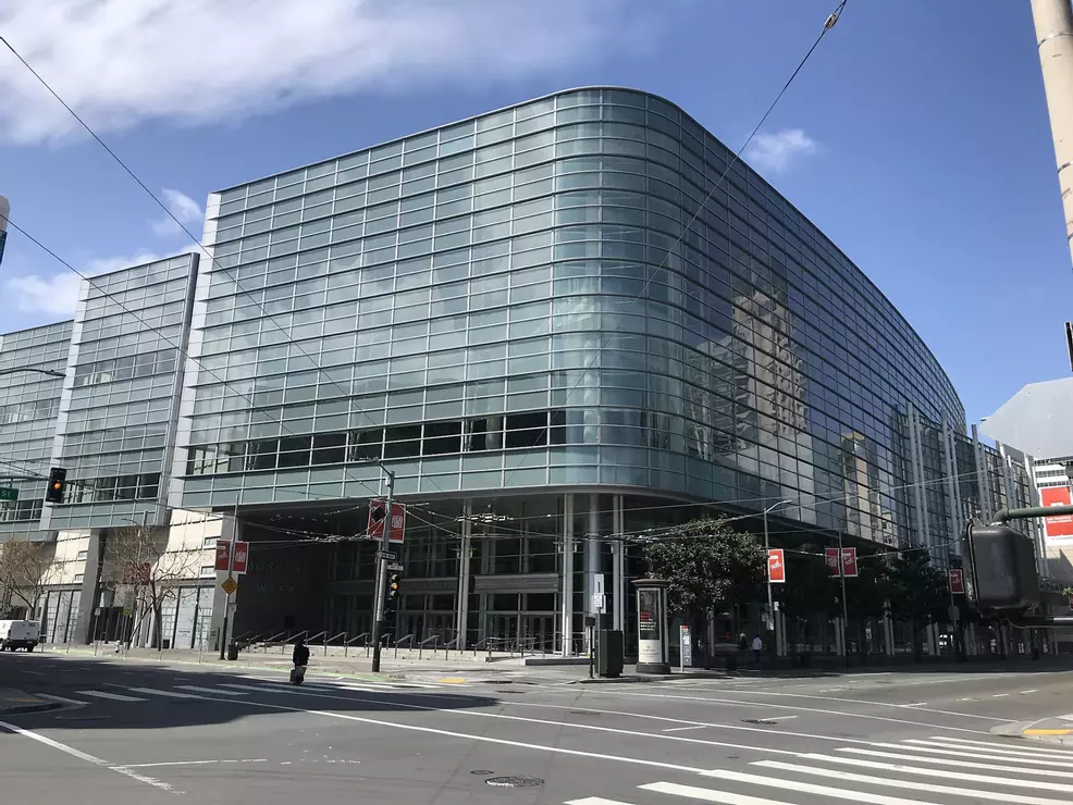 Moscone West, part of the Moscone Center and host of the annual Game Developers Conference, has been converted to a COVID-19 shelter for the homeless.