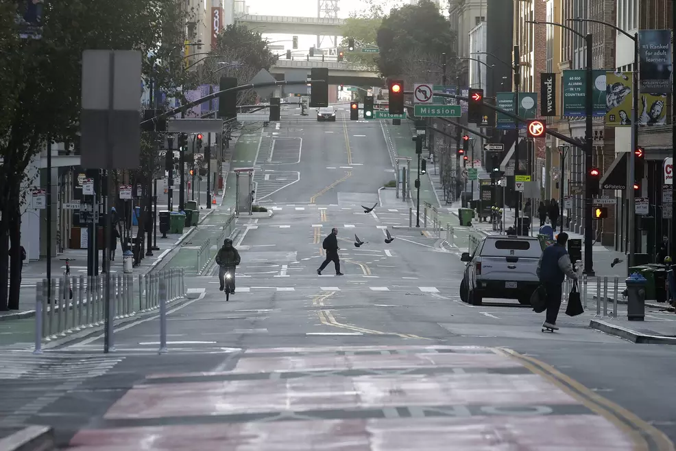 San Francisco's streets were empty, as shown in a photgraph taken early in the city's quarantine.