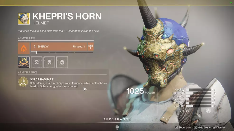 Destiny 2 Exotic Titan Armor Khepris Horn