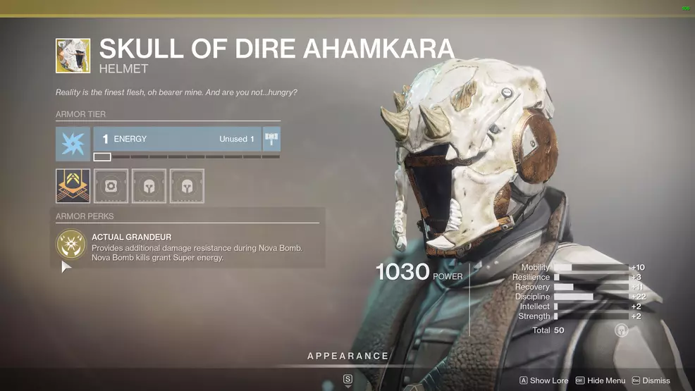 Destiny 2 Warlock Exotic Armor Skull of Dire Ahamkara