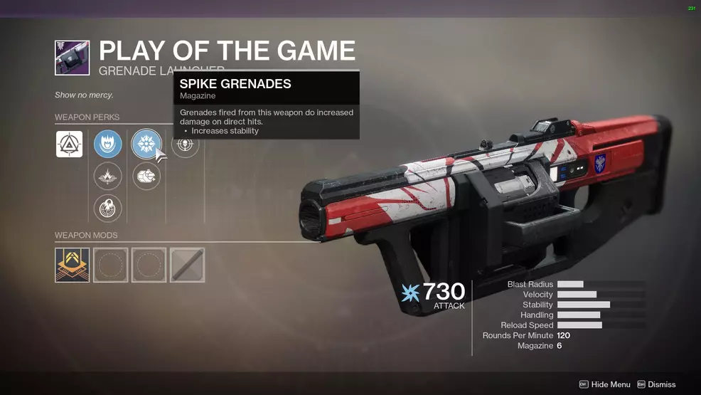 destiny 2 play of the game grenade launcher