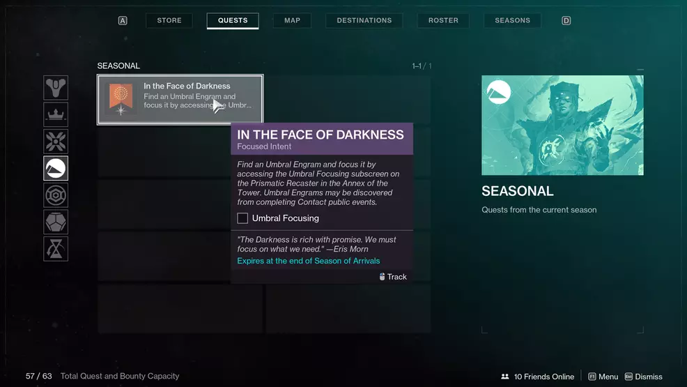 destiny 2 season of arrivals in the face of darkness Focused Intent