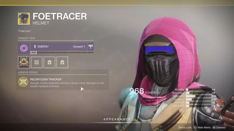 Destiny 2 Exotic Hunter armor Foetracer