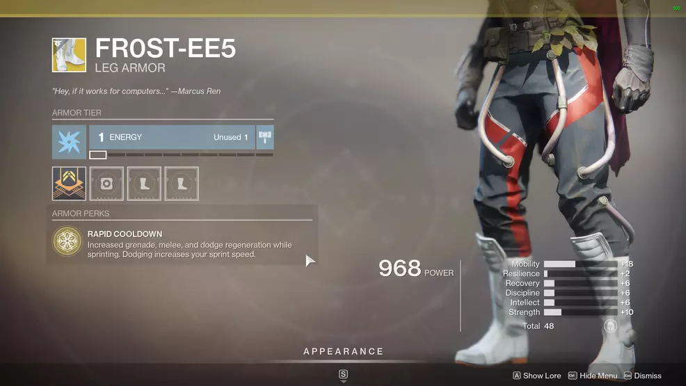 Destiny 2 Exotic Hunter armor Fr0st-EE5