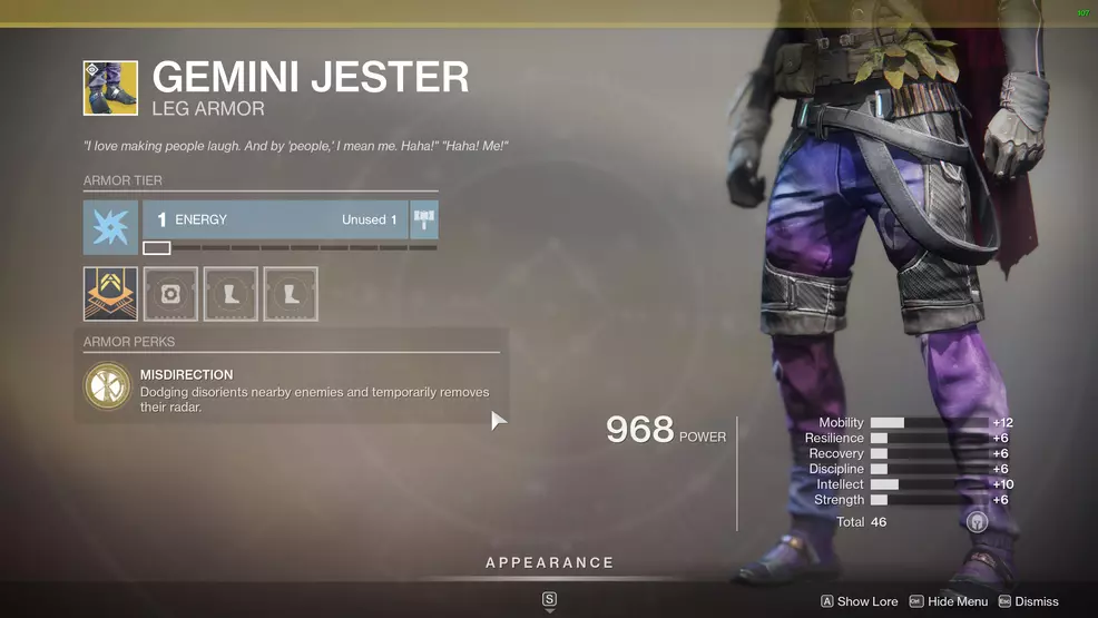 Destiny 2 Exotic Hunter armor Gemini Jester