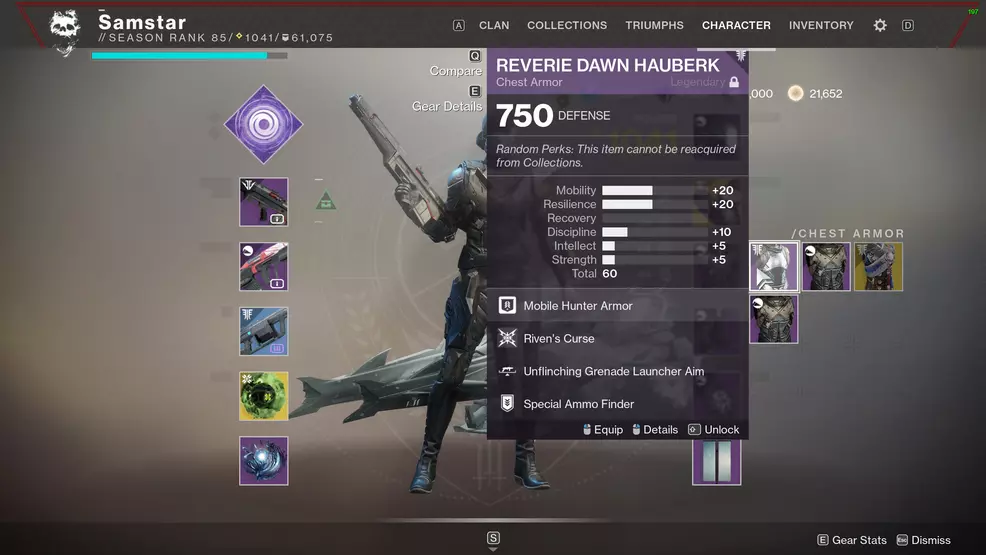 destiny 2 reverie dawn armor stats