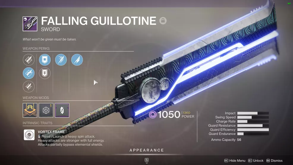 destiny 2 season of arrivals god rolls falling guillotine