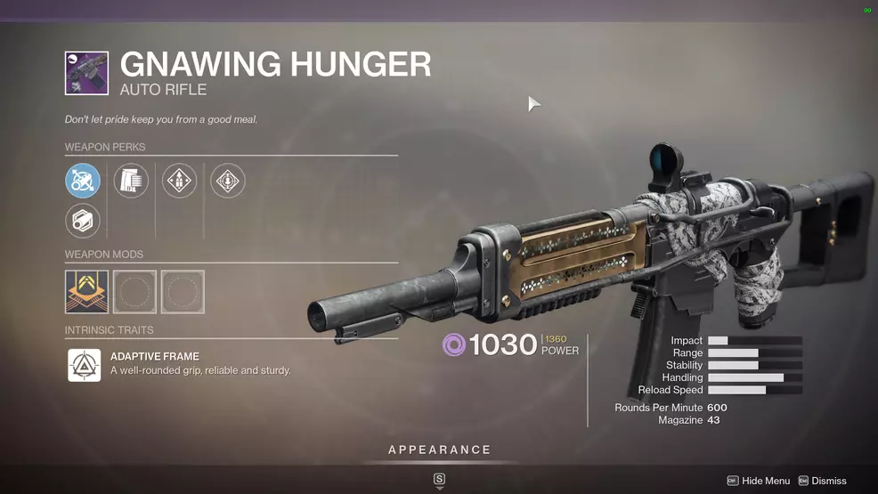 destiny 2 season of arrivals god rolls gnawing hunger