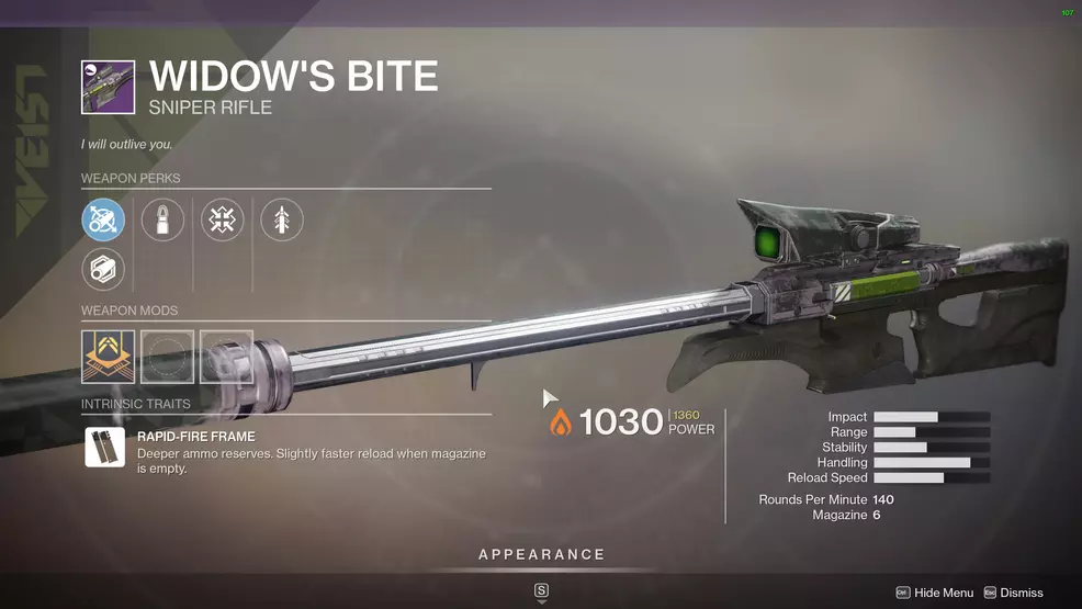 destiny 2 season of arrivals god rolls widow's bite