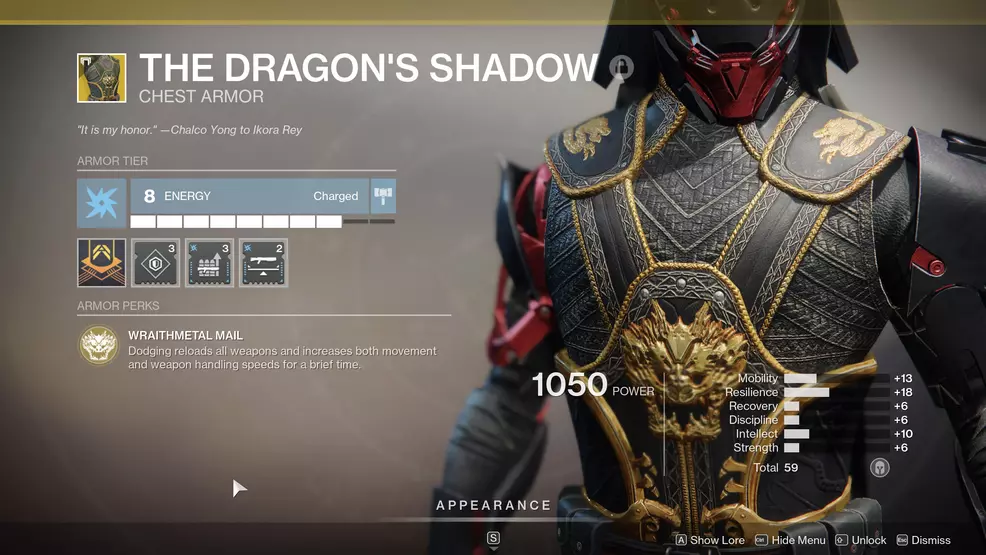 Dragon's Shadow Wraithmetal Mail Destiny 2