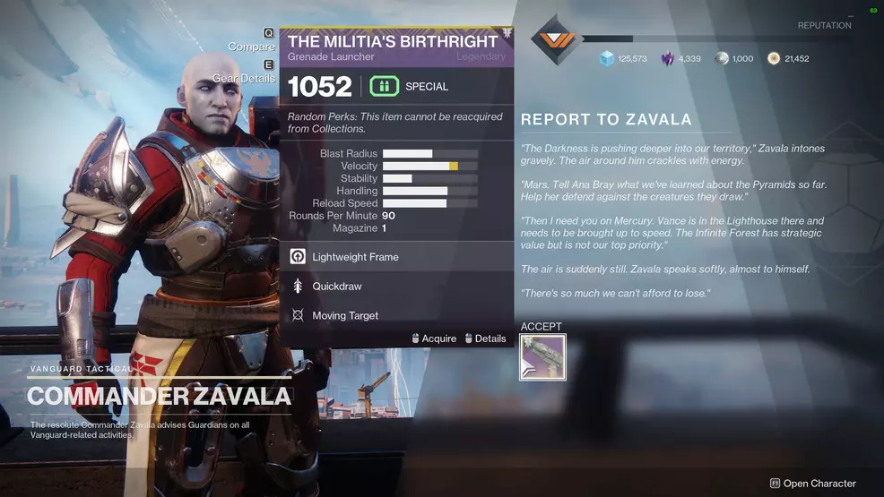 Exodus Preparation Militia's Birthright destiny 2