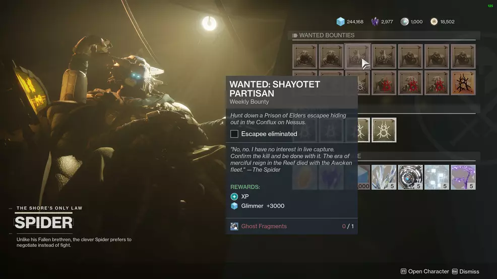 Shayotet Partisan Wanted bounty Destiny 2