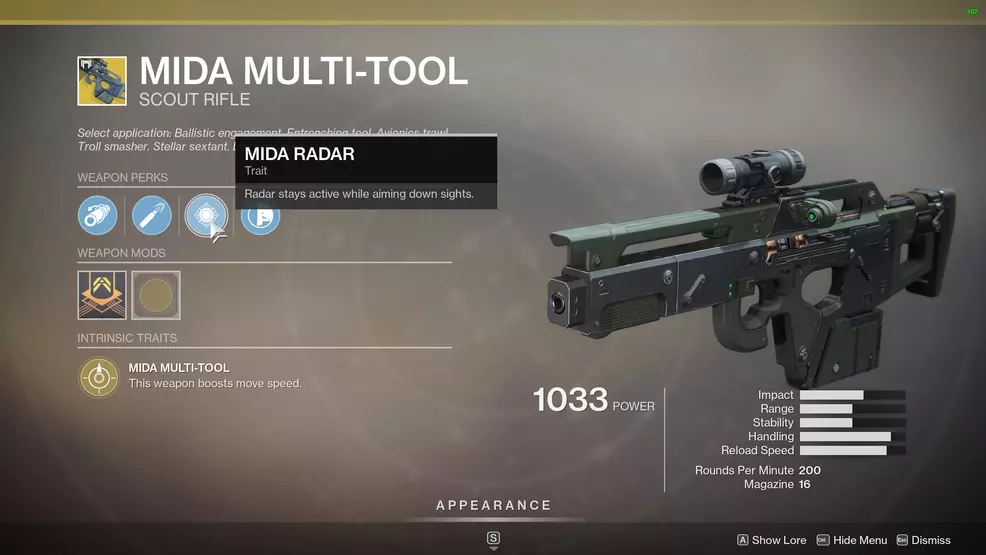 MIDA Multi-Tool perks Destiny 2