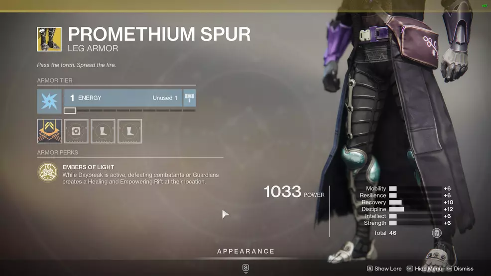 Promethium Spur perk Destiny 2