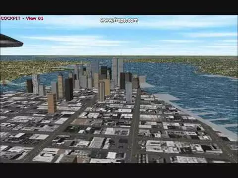 The Twin Towers in Microsoft Flight Simulator 2000.