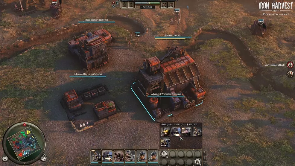 Bases serve a functional purpose of unit supply lines in Iron Harvest, but the focus is clearly far more on the battlefield.