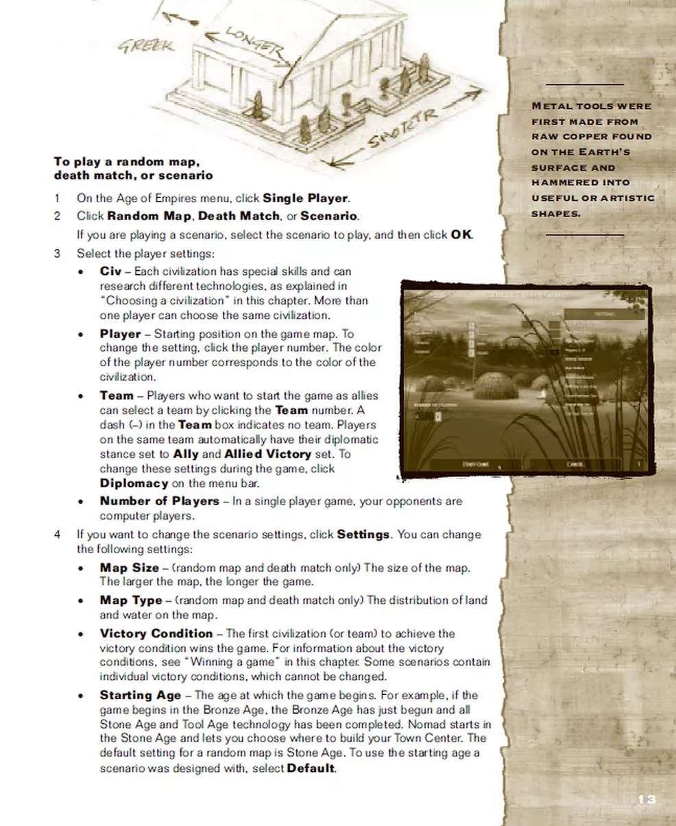 Extract from the Age of Empires instruction manual.