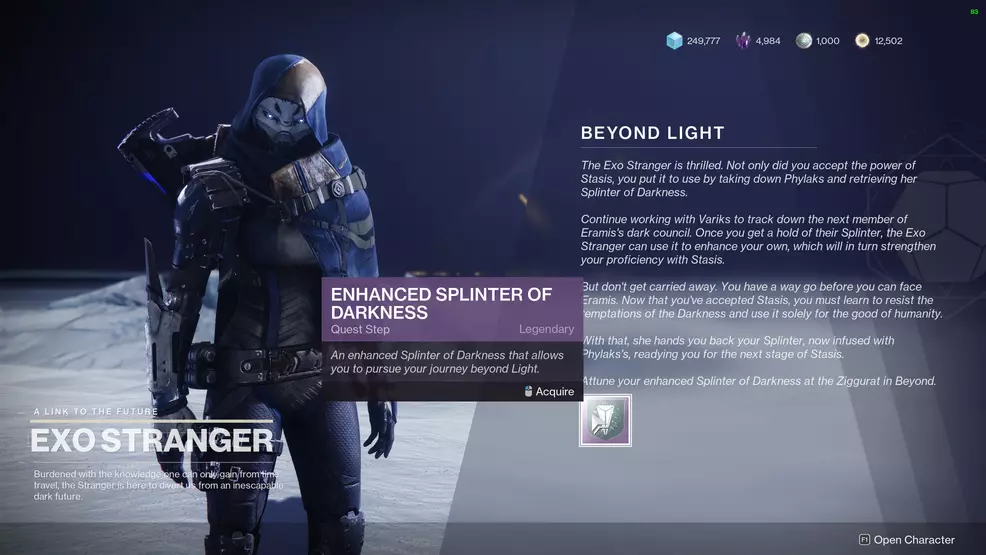 Destiny 2 beyond light enhanced splinter of darkness