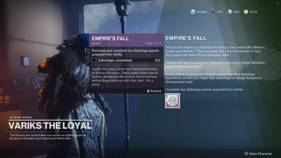 destiny 2 empires fall sabotage quests