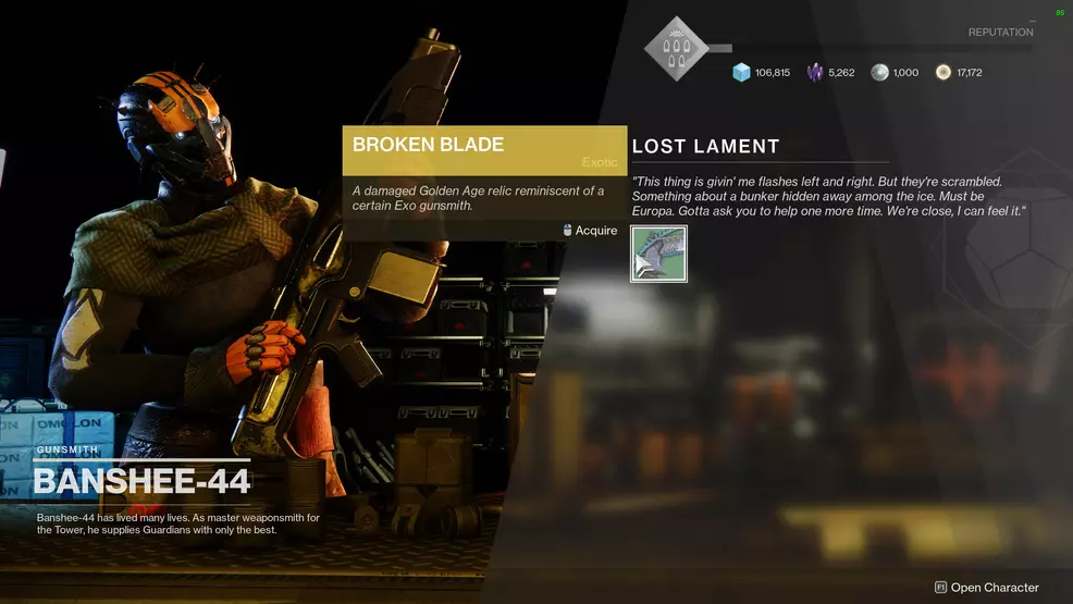 destiny 2 lost lament broken blade