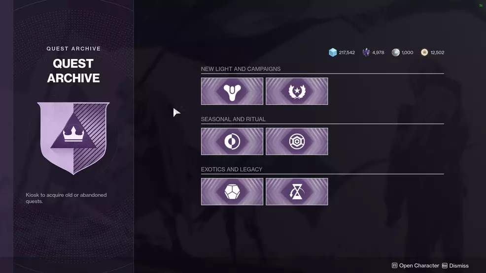 destiny 2 quest archive kiosk abandoned quests