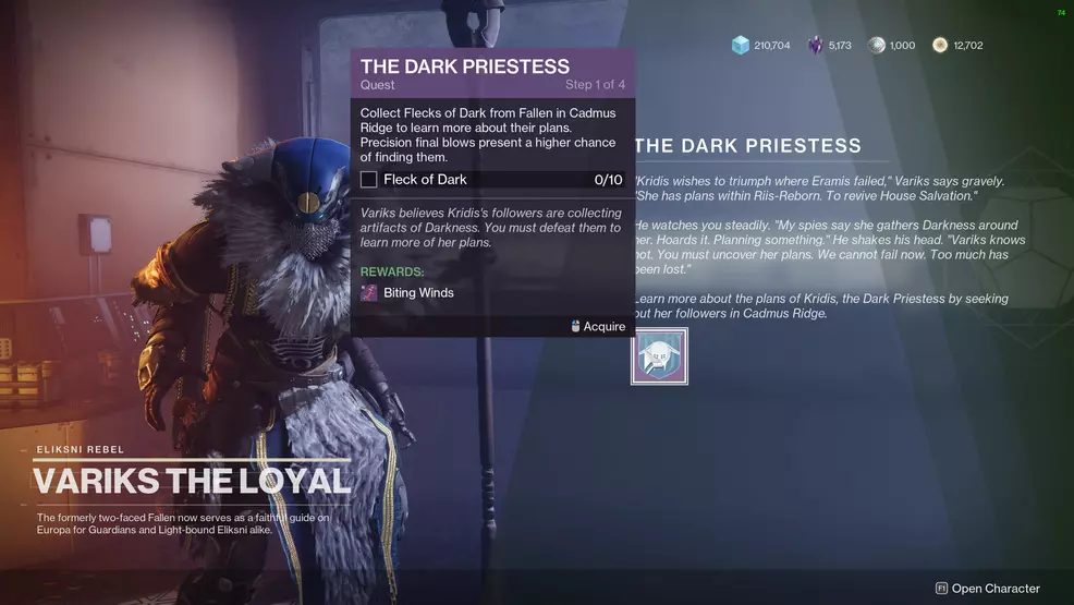 destiny 2 the dark priestess fleck of dark