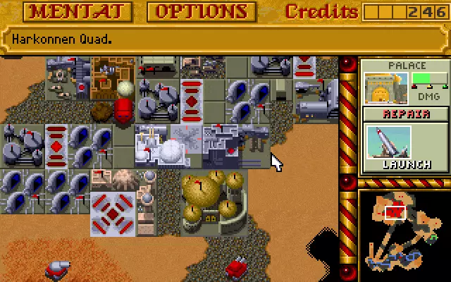 Westwood's Dune II, one of the earliest real-time strategy (RTS) games.