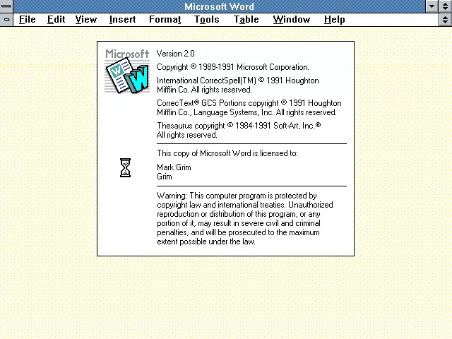 Microsoft Word 2.0.