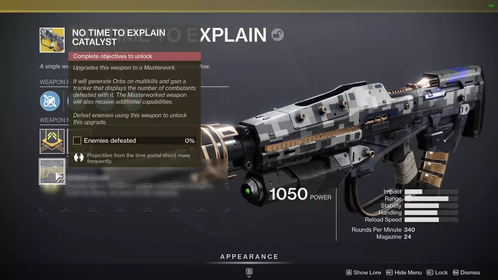 destiny 2 no time to explain catalyst