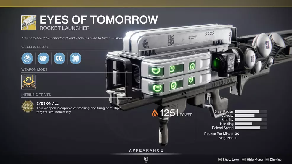 eyes of tomorrow perks destiny 2