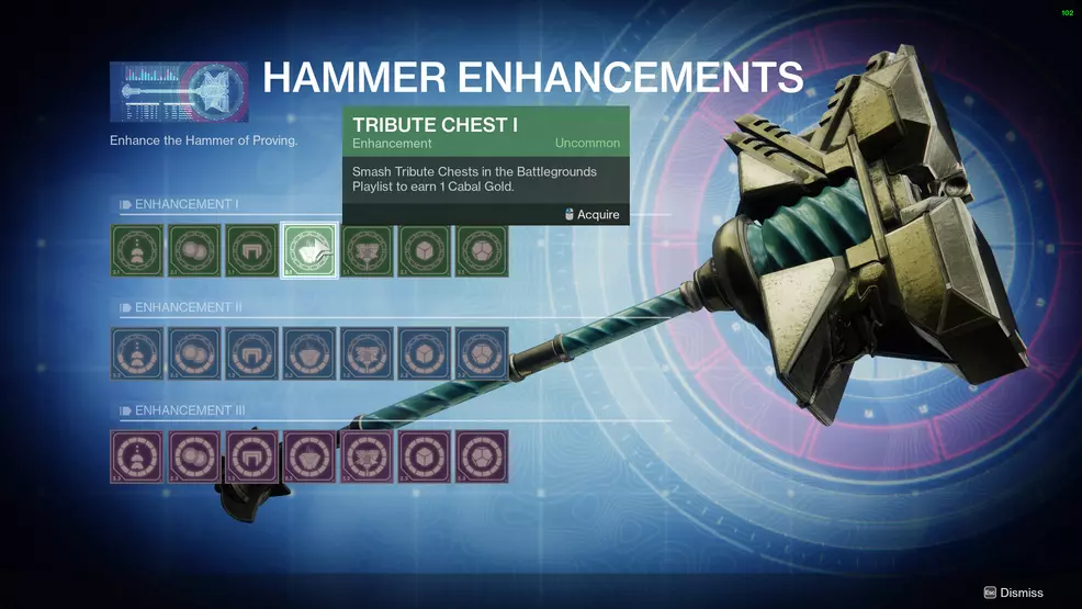destiny 2 hammer of proving war table upgrade