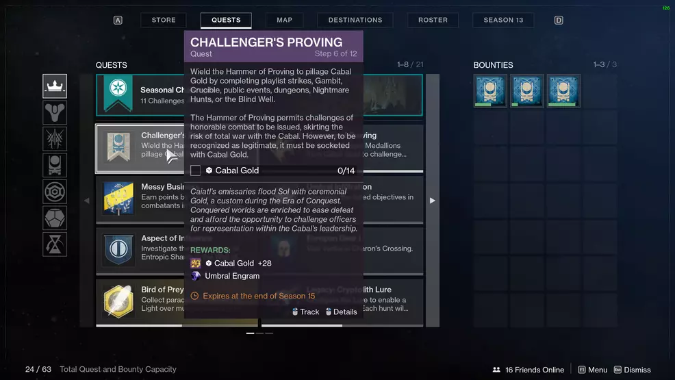 destiny 2 season of the chosen cabal gold