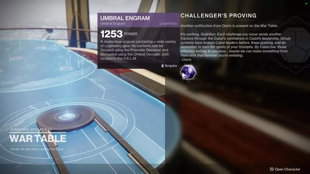 destiny 2 season of the chosen return War Table
