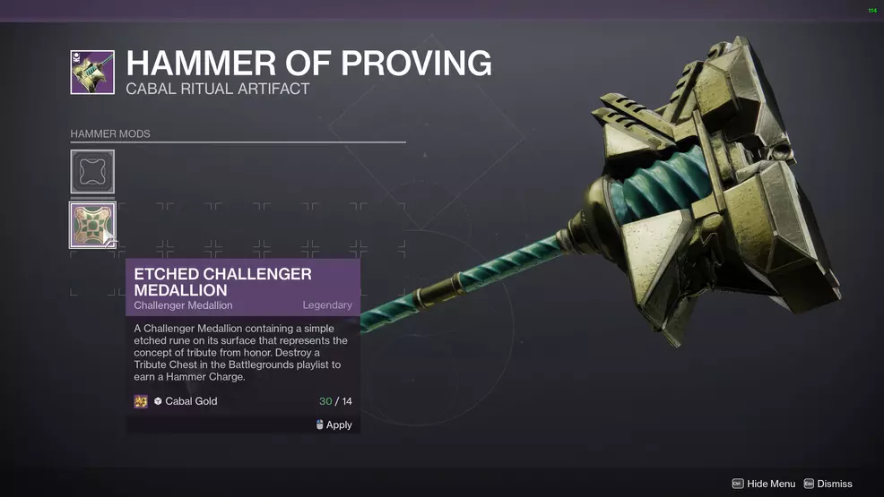 destiny 2 season of the chosen slot in a medallion