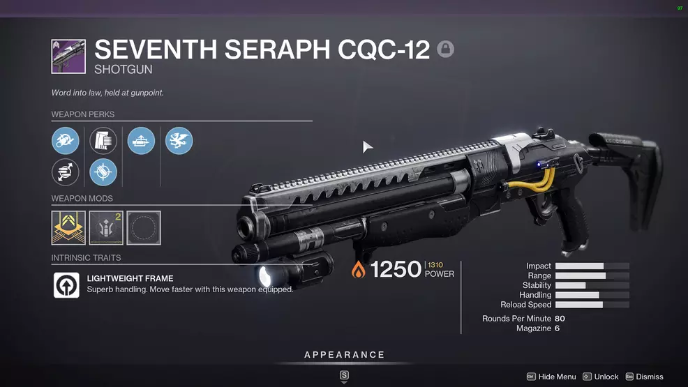 destiny 2 seventh seraph cqc-12 shotgun