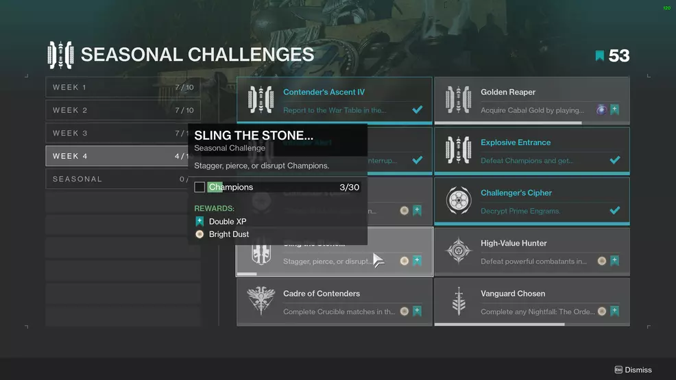 destiny 2 sling the stone seasonal challenge