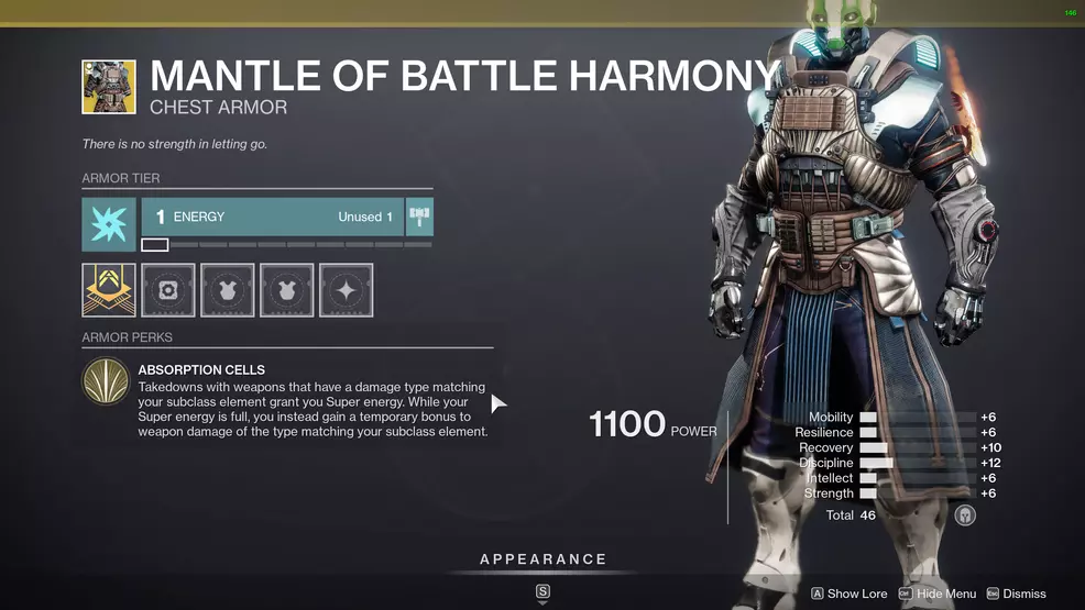 destiny 2 exotic warlock armor mantle of battle harmony