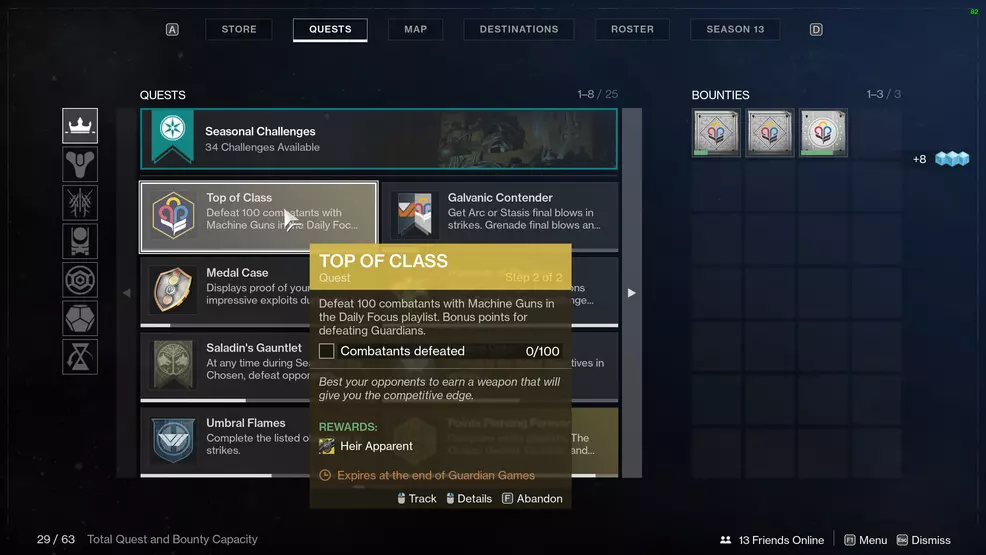 destiny 2 heir apparent top of class machine gun kills