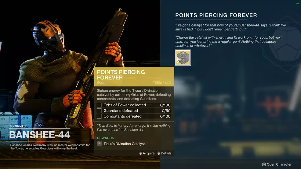 destiny 2 points piercing forever ticuus divination catalyst