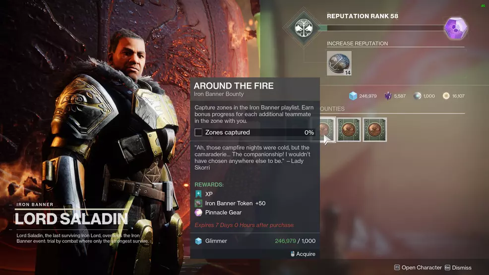 destiny 2 iron banner season 14 bounties around the fire