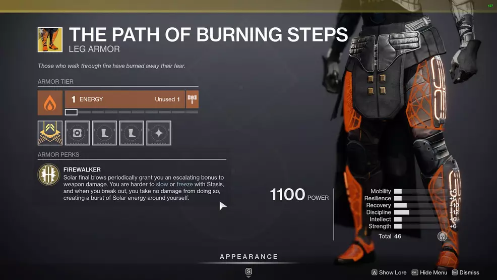 destiny 2 exotic titan armor the path of burning steps