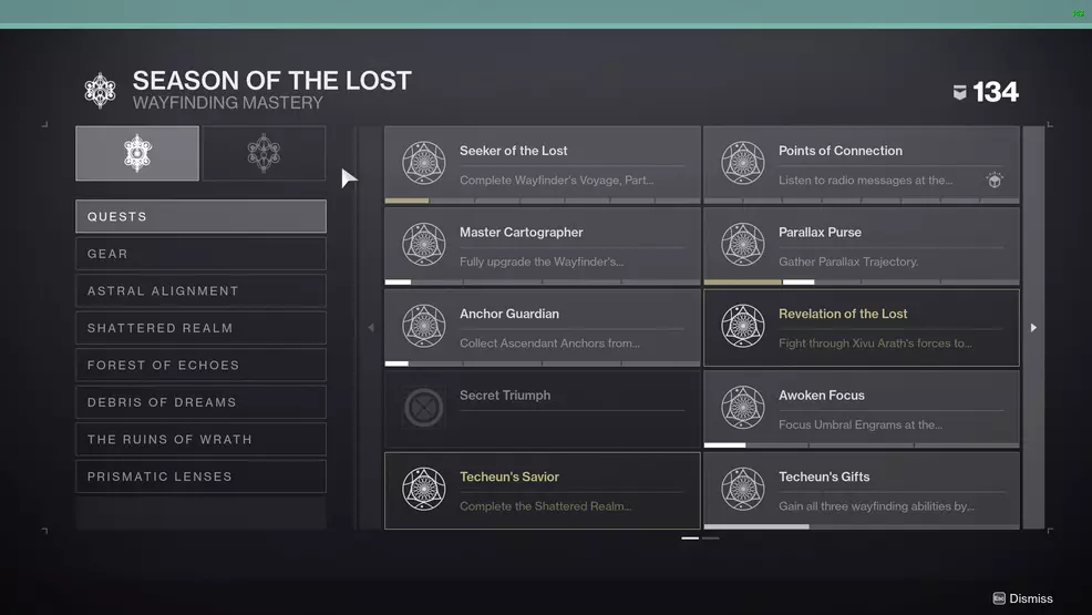 destiny 2 season of the lost triumphs