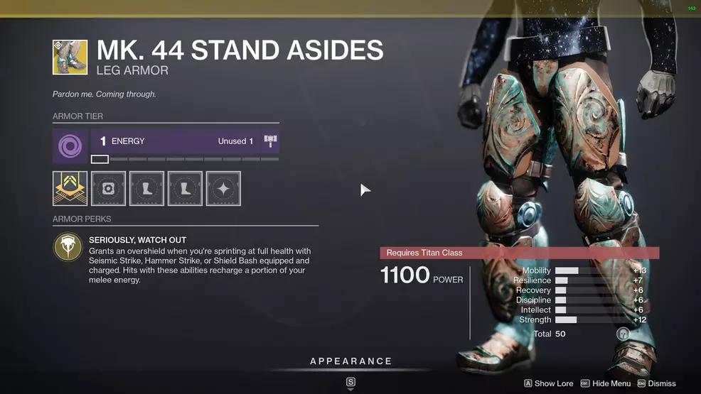 destiny 2 exotic titan armor mk 44 stand asides