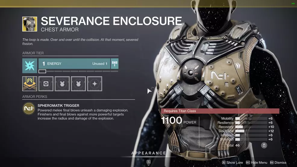 destiny 2 exotic titan armor severance enclosure