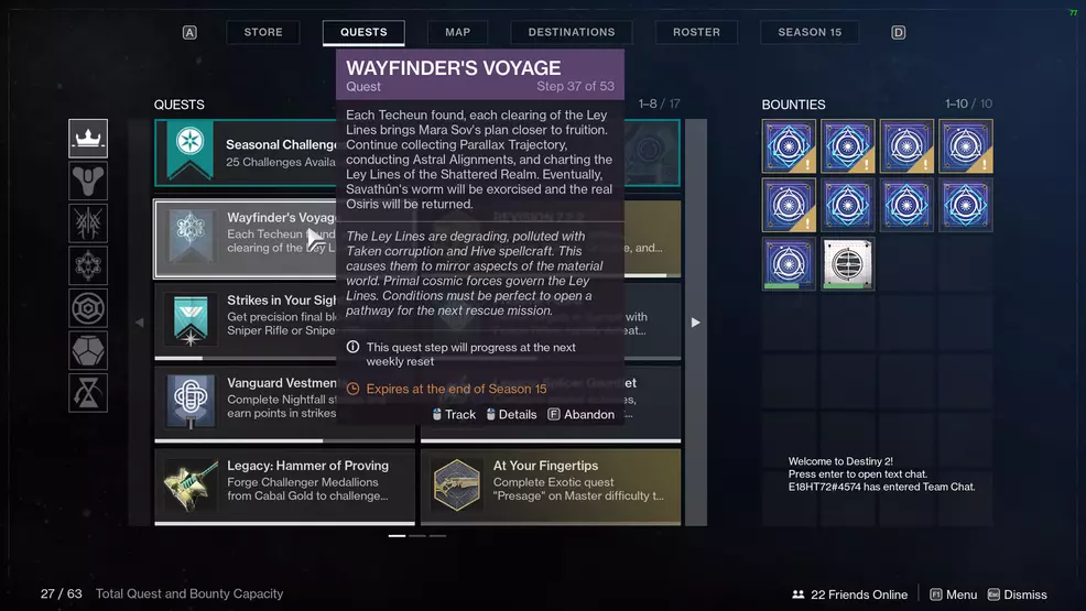 destiny 2 wayfinders voyage part 5 step 37 wait